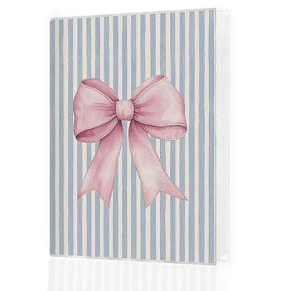 Coquette Pink Bow Photo Album 4x6 Hold 36 Photos, Retro Preppy Blue Striped Aesthetic Small Photo Album Picture Memory Book Keepsake for Graduation Wedding Anniversary Travel Vacation - color: Pink Bow 4