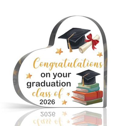 Happy Graduation Gifts for Women Men, Inspirational Graduation Keepsake Plaque, Congrats Acrylic Sign for High School College Graduate Son Daughter Friend, Home School Desk Shelf Decor - style: Graduation 02