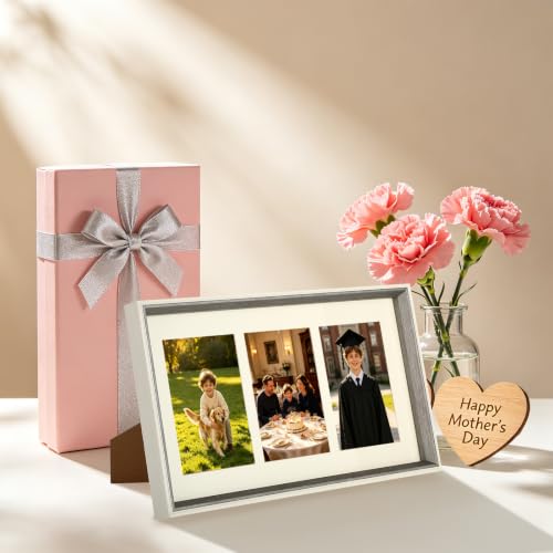 8x16 College Triple Photo Frame with Tempered Glass, PS10-GYT6 - color: Grey, size: 8X16 inch