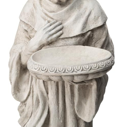 Glitzhome St. Francis Garden Statue with Birdfeeder MGO Outdoor Decoration, 32.75" H, Concrete Gray - style: St. Francis with Birdfeeder