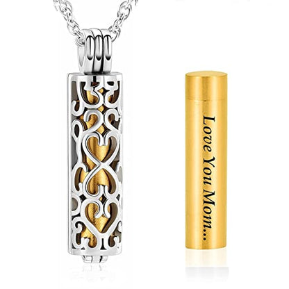 shajwo Cylinder Urn Necklace for Ashes for Women Men Cremation Jewelry Keepsake Memorial Human Pet Ashes Pendant - color: Customize