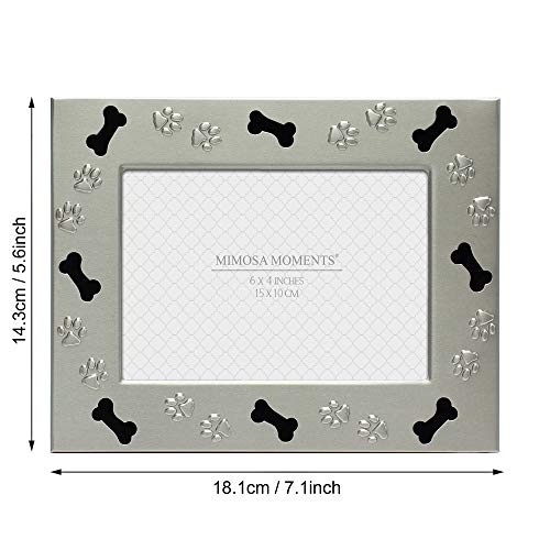 4x6 Silver-Tone Metal Pet Picture Frame for Dog