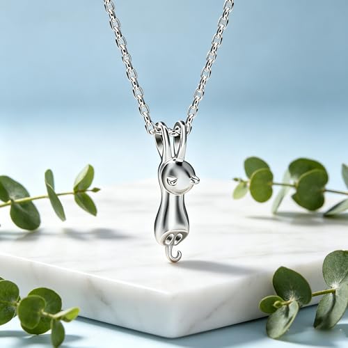 Black Cat Animal Urn Necklace for Ashes Keepsake Memorial Cremation Pendant Jewelry - style: Silver Cat