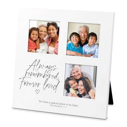 Lighthouse Christian Products Tabletop Collage Picture Frame Holds 2 x 2 Inch Photograph MDF Always Remembered - style: Always Remembered