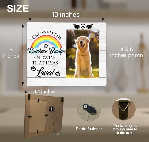 Dog Memorial Photo Frame, I Crossed the Rainbow Bridge Pet Memorial Picture Frame Gifts for Dog Lover, 4x6 inch Photo - style: Rainbow Bridge
