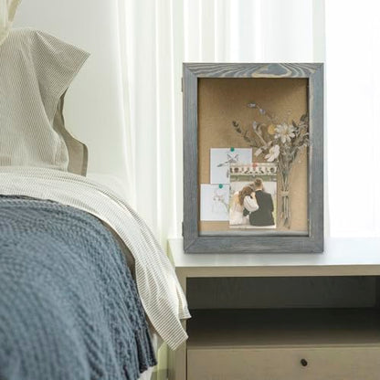 MyGift 11x15 Deep Shadow Box Frame, Display Case Wall Mount for Picture, Heirloom, Home Office Décor, Wedding & Military Memorabilia Display, Solid Wood, Clear Acrylic, Magnetic Lock, Grey | Magnetic Closure, Clear Front Panel, Keepsakes Memorbilia Displa