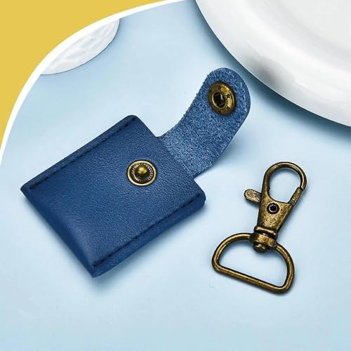 Leather Photo Frame Keychains for Women Men Birthday Anniversary Christmas Gifts - color: Blue