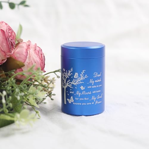 3 Inch Small Urn for Human Ashes Aluminum Mini Cremation Small Keepsake Urn for Sharing Ashes Mini Urn-Dad Blue - size: Blue-Dad