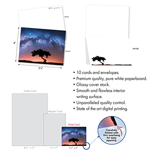 The Best Card Company - 20 Assorted Blank Notecards Box Set 4 x 5.12 Inch with Envelopes (10 Designs, 2 Each) - Tree Settings AM10325OCB-B2x10 - style: Tree Settings
