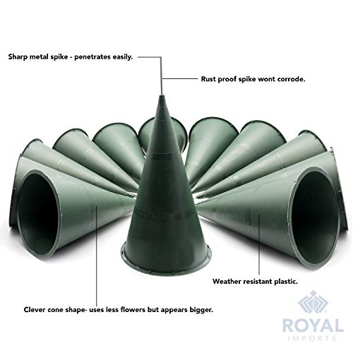 Royal Imports Cemetery Vases for Grave 11" Large, 1.9" Spikes Set of 2 - size: Large - No Foam