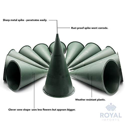 Royal Imports Cemetery Vases for Grave 11" Large, 1.9" Spikes Set of 2 - size: Large - No Foam