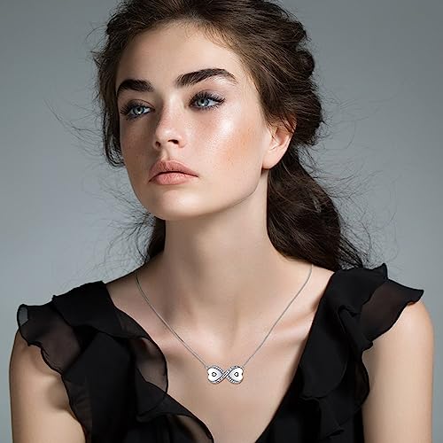 Sterling Silver Dual Infinity Urn Necklace for Women: Double Heart Cremation Necklaces Jewelry Hold Two Ashes - Infinity Memorial Keepsakes Pendant Jewelry Gifts for Loved Ones - color: Infinity-Heart