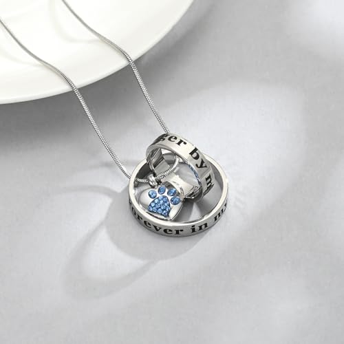 Dog Paws Cremation Jewelry Pet/Cat/Dog Paws Urn Necklaces for Ashes Stainless Steel Pet Ashes Holder Memorial Keepsakes Locket Pendant Jewelry for Men Women - color: Blue