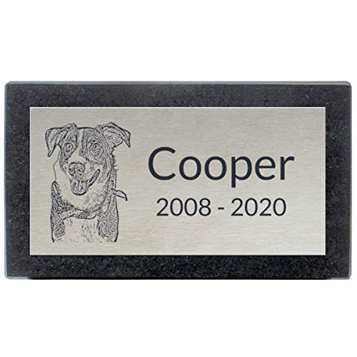 PlaqueMaker Stainless Steel and Granite Memorial Headstone - Markers for Lost Family Members, Infants, Loved Ones, Friends, Dogs, Cats, and Other Family Pets. (7 x 4 x 2) - size: 7 x 4 x 2"