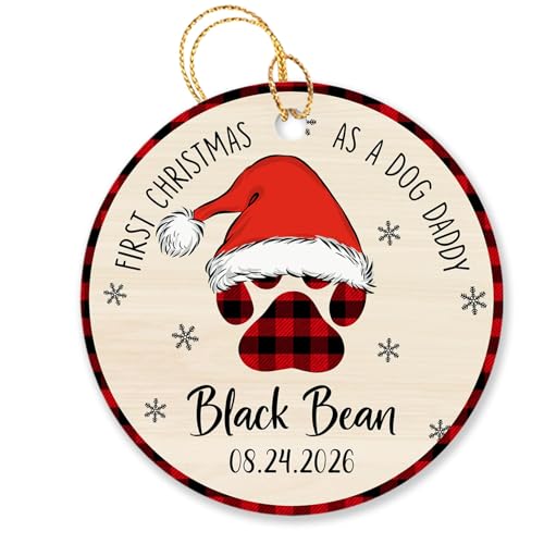 First Christmas As A Dog Daddy Xmas Ornament 2026, Personalized Name Christmas Tree Ornament Gift for Dad Father Men Male, Custom 1st Xmas As A Dog Daddy Ornament, Pet Dad Christmas Ornaments - color: First Christmas as a Dog Daddy Ornamen#2