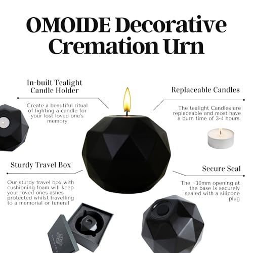 Handmade Black Ceramic Decorative Urn – Elegant Cremation Urn for Ashes Adult Male or Female – Large Memorial Urn, 220 lbs Capacity