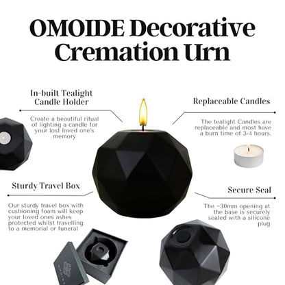 Handmade Black Ceramic Decorative Urn – Elegant Cremation Urn for Ashes Adult Male or Female – Large Memorial Urn, 220 lbs Capacity