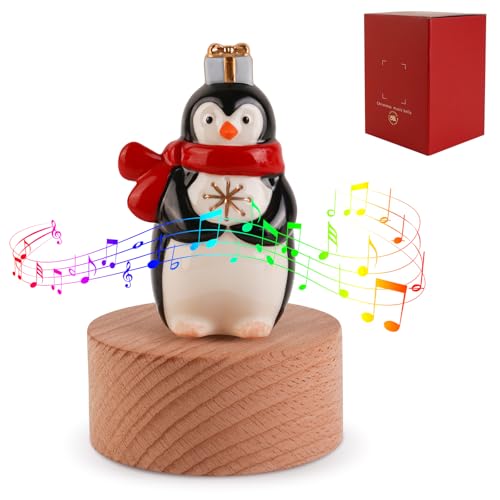 Music Box Figurine, Sculpted Hand-Painted Musical Figure Plays You are Jingle Bells Tune Christmas Anniversary, Birthday Gifts for Daughter Son Mom Dad Kids (Penguin) - color: Penguin