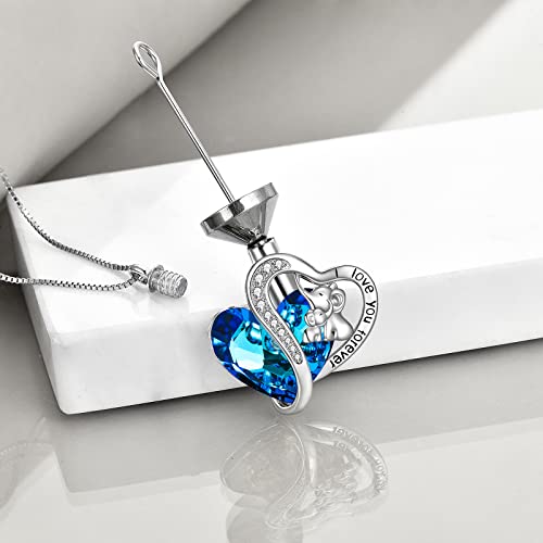 WINNICACA Silver Cremation Urn Necklaces for Ashes of Loved Ones - style: Elephants Crystal Necklaces