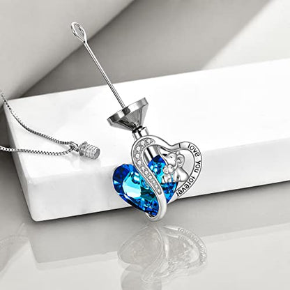 WINNICACA Silver Cremation Urn Necklaces for Ashes of Loved Ones - style: Elephants Crystal Necklaces