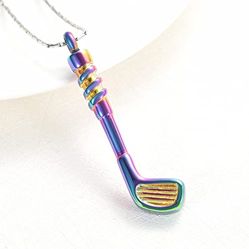 constantlife Cremation Golf Clubs Jewelry for Ashes Urn Necklace Keepsake 316L Stainless Steel Memorial Pendant - color: Colorful