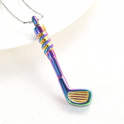 constantlife Cremation Golf Clubs Jewelry for Ashes Urn Necklace Keepsake 316L Stainless Steel Memorial Pendant - color: Colorful