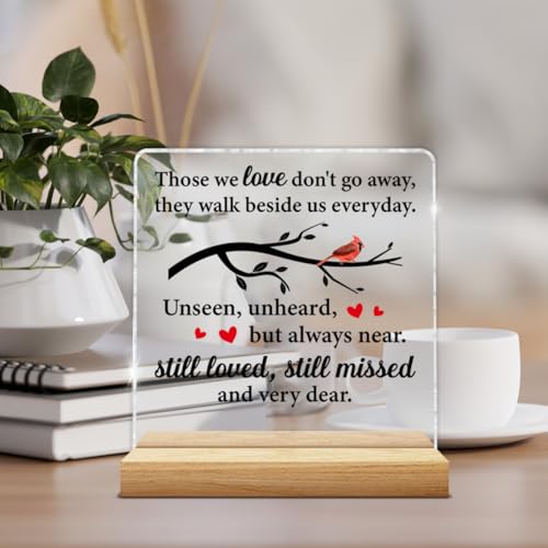 Sympathy Condolence Grieving Keepsake Memorial Gifts for Loss of Mom Dad | in Memory of Loved One Gifts, Those We Love Don't Go Away Acrylic Plaque Sign - color: Sympathy-b