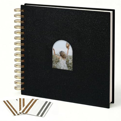 Vienrose Scrapbook Album,40 Pages,10x10 Inch,Black | Linen Arch Window,Personalized DIY Photo Album – Wedding,Baby Shower,Anniversary,Travel,Keepsake Gift - color: Black, size: 10 INCH 40 Pages