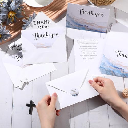 Fumete 50 Set Funeral Thank You Cards, Watercolor Agate - style: Watercolor Agate