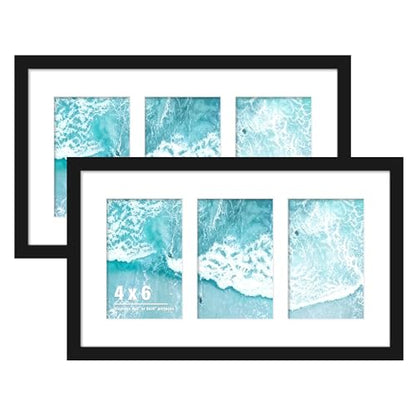 DUENPY 2 Pack 8x14 Collage Frame For 3 4x6 Photos Black - color: Black, size: 8x14（4x6 opening）-2 Pack