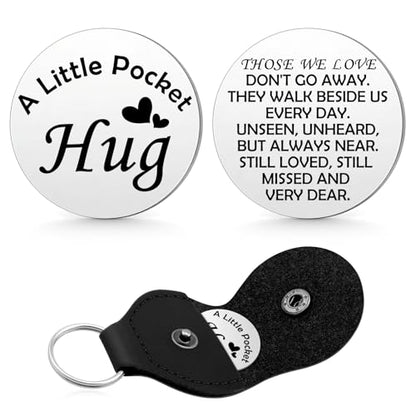 Pocket Hug Token Coin Holder Keychain Sympathy Memorial Gifts for Loss of Mom Dad Grief Bereavement Remembrance Gift for Loss of Mom Dad Dog Grandma Sister Brothers Condolence Funeral Sentimental Gift