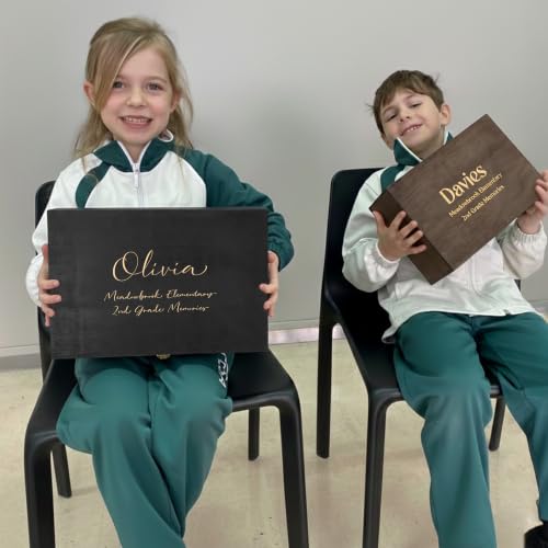 Personalized School Years Memory Box, Engraved Keepsake Chest for Kids | Holds photos, artwork & report cards. Add name, grade, school & class year; 4 sizes, 4 finishes, optional inside engraving. - style: 18. Kids School Memory Box