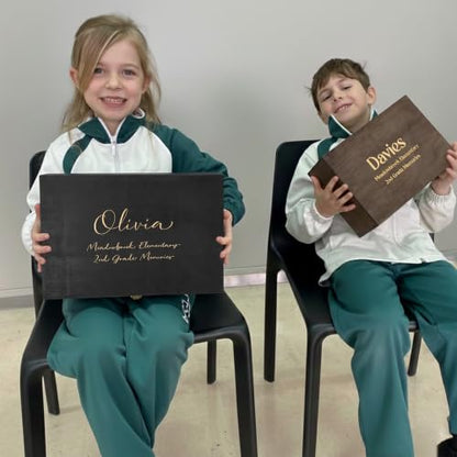 Personalized School Years Memory Box, Engraved Keepsake Chest for Kids | Holds photos, artwork & report cards. Add name, grade, school & class year; 4 sizes, 4 finishes, optional inside engraving. - style: 18. Kids School Memory Box