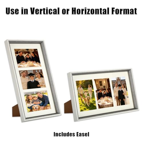 8x16 College Triple Photo Frame with Tempered Glass, PS10-GYT6 - color: Grey, size: 8X16 inch