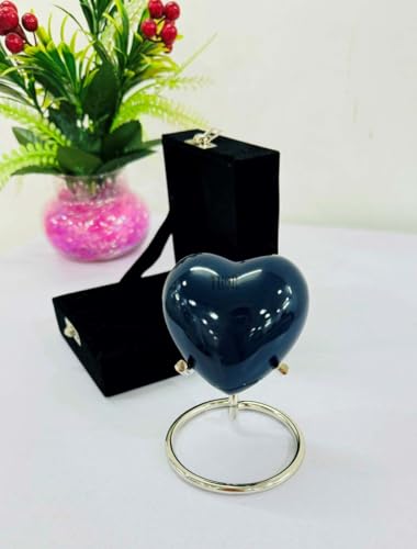 Blue Small Love Heart Pet Urn for Ashes with Box Small Dog’s and Cat’s Ash Container for Funeral Remains with Stand Mini Cremation Urn for Ashes
