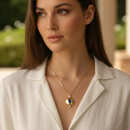 Personalized Printed Photo Locket Necklace for Women and Men, Custom Picture Pendant with Optional Back Engraving, 18K Gold-Plated Heart, Round and Unique Shapes, Memorial Gift - color: Nova
