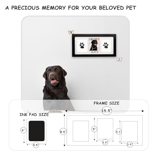 MYPAWLETS Paw Print Frame & Ink Pads Kit,Pawprint Kit for Dog/Cat,XL Black | 2 No Mess Ink Pads,Clean Touch,PawPrint Stamp Pad,Dog Nose Print,Quality Memorial Frame,Personalized Dog Mom Gifts - color: Large-Black