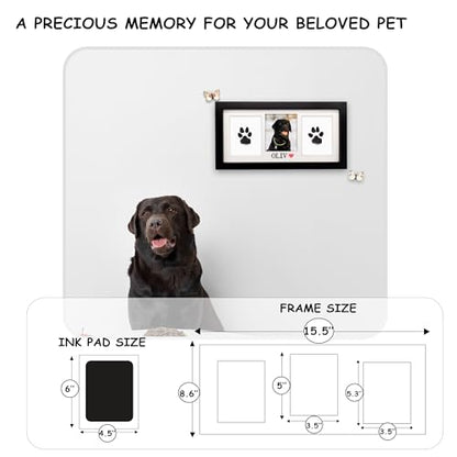 MYPAWLETS Paw Print Frame & Ink Pads Kit,Pawprint Kit for Dog/Cat,XL Black | 2 No Mess Ink Pads,Clean Touch,PawPrint Stamp Pad,Dog Nose Print,Quality Memorial Frame,Personalized Dog Mom Gifts - color: Large-Black