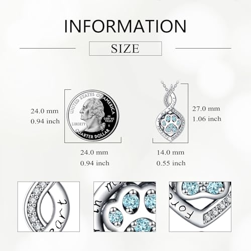 Butterfly/Dragonfly/Pet Paw/Tree of Life/Maple Leaf/Cross Urn Necklace for Ashes 925 Sterling Silver Cremation Pendant Jewelry Gifts for Women Mom - color: Paw-March