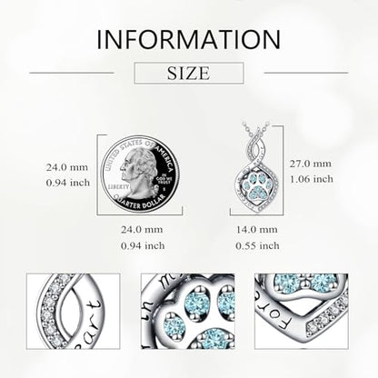 Butterfly/Dragonfly/Pet Paw/Tree of Life/Maple Leaf/Cross Urn Necklace for Ashes 925 Sterling Silver Cremation Pendant Jewelry Gifts for Women Mom - color: Paw-March