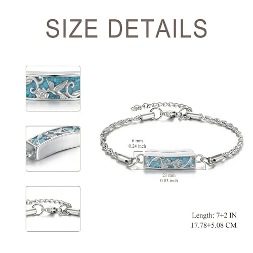 YYB Urn Bracelet for Ashes Hummingbird/Dragonfly/Butterfly/Sunflower Turquoise Locket Bracelet Cremation Memorial Jewelry Mothers Day Gifts for Women - color: Hummingbird