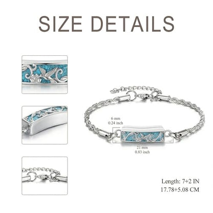 YYB Urn Bracelet for Ashes Hummingbird/Dragonfly/Butterfly/Sunflower Turquoise Locket Bracelet Cremation Memorial Jewelry Mothers Day Gifts for Women - color: Hummingbird