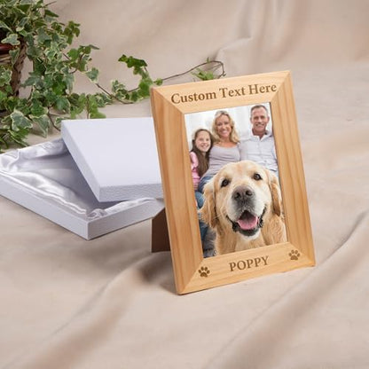 Personalized Pet Picture Frame, 8x10 Wooden Photo Frame with Engraved Name - color: Wood Frame, size: Portrait 8X10