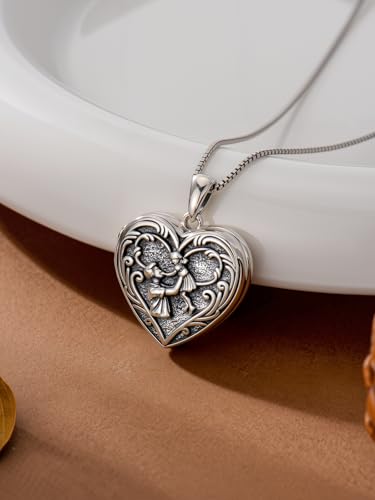Poiuy Heart Locket Necklace for Women Photo Locket Necklace Gifts For Women | That Holds Pictures Locket Jewelry Anniversary Birthday Christmas Memento Gifts for Mom Daughter Women Girlfriend Sister - style: 03-father family