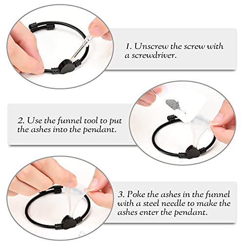 constantlife Cremation Bracelet for Ashes Memorial Jewelry Stainless Steel Heart Shape Urn Pendant Bangle Loved Ones Funeral Ashes Holder Keepsake Gift - color: A-Black