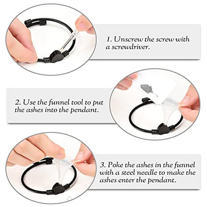 constantlife Cremation Bracelet for Ashes Memorial Jewelry Stainless Steel Heart Shape Urn Pendant Bangle Loved Ones Funeral Ashes Holder Keepsake Gift - color: A-Black