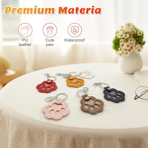 6PCS Pet Hair Keepsake Keychain – Transparent Memorial Keychain for Dog & Cat Hair – Leather Paw Charm Key Ring, Pet Loss Sympathy Gift, Furever Memory Holder for Bag, Purse, or Car Decoration