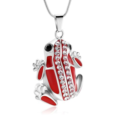 Frog Urn Necklace for Ashes Animals Cremation Jewelry Stainlee Steel Memorial Necklaces Keepsake Jewelry Ashe Holder Pendant for Human Ashes with Filling Kits - color: Red