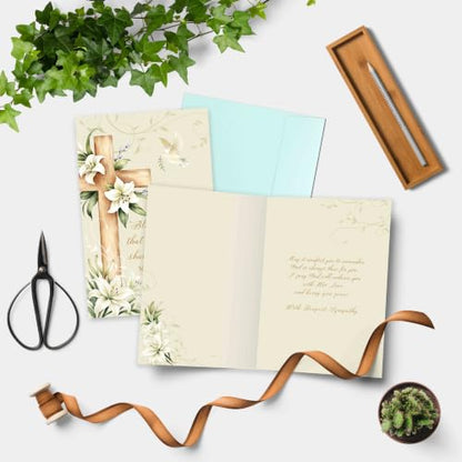 Religious Sympathy Card with Bible Verse, Christian Condolence Cards for Loss of Loved One, Faith Based Bereavement Gift, Deepest Sympathy Greeting Card for Family Friend Coworker - color: Religious Sympathy