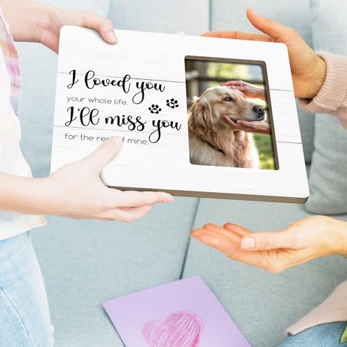 Pet Memorial Picture Frame Gifts for Loss of Dog, Dog Passed Away Gift, I Loved You Your Whole Life Gift Wooden Picture Frames, 4x6 inch Photo - color: Purple